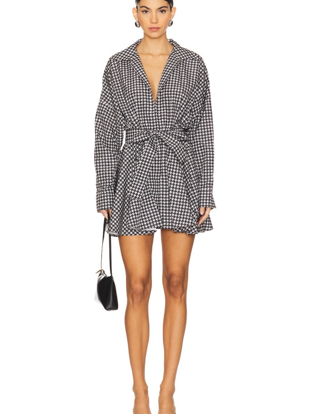 Norma Kamali Black & White Houndstooth Mini Dress